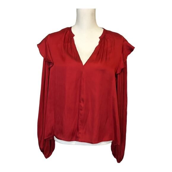 Anthropologie Dolan Left Coast Sloane Blouse Pleated Ruffle Sleeve M - Picture 2 of 12